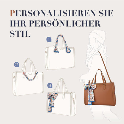 Missnine Laptop Handtasche 15,6 Zoll Damen Aktentasche mit 3 Fächern
