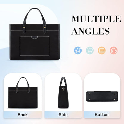 Große Laptoptasche Schwarz Canvas Damen Business Handtasche