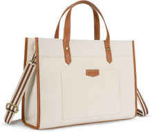 Laptoptasche 15,6 Zoll Damen Business Canvas Braun Beige