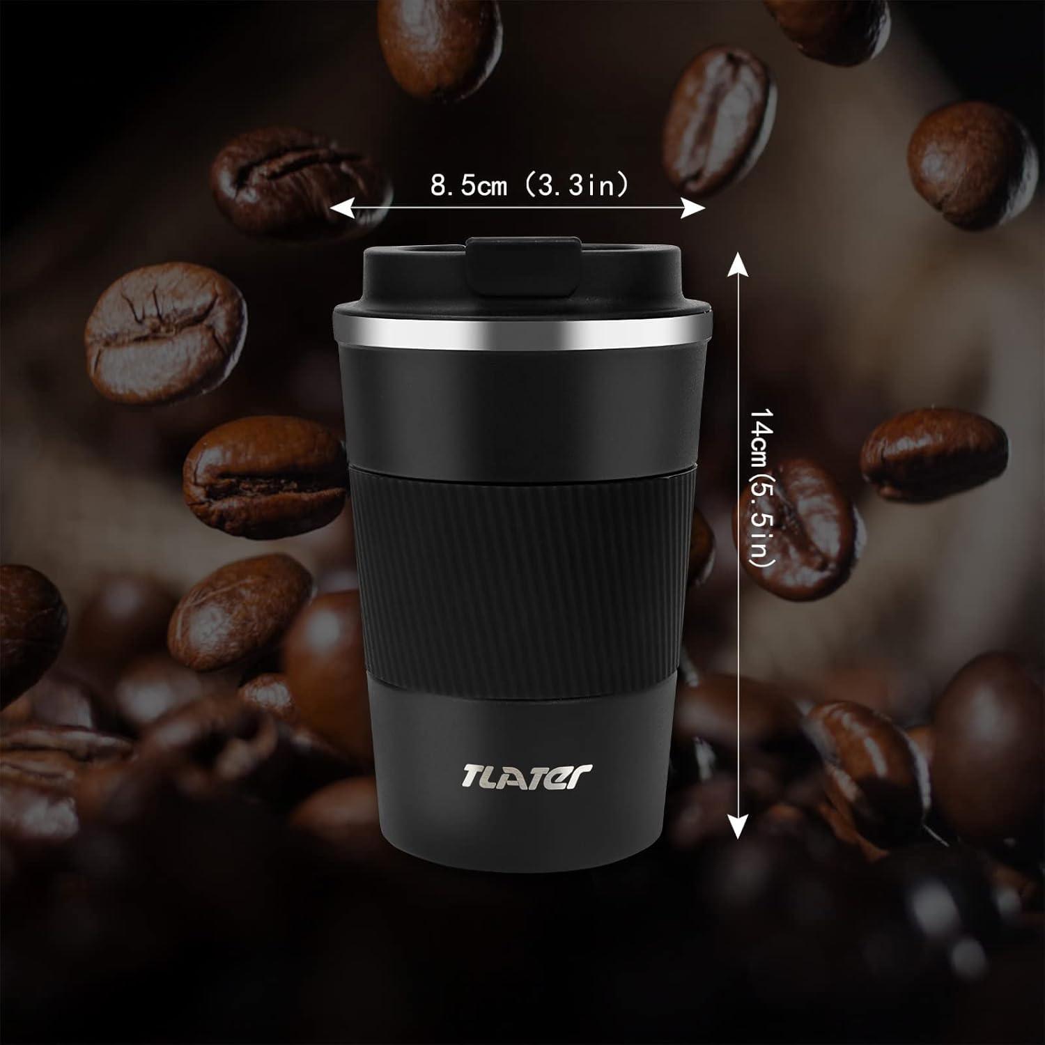 Tlater Kaffeebecher to go 380ml Thermobecher Vakuum Isolierbecher Schwarz