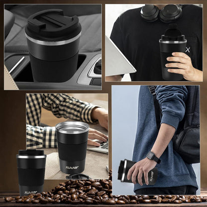 Tlater Kaffeebecher to go 380ml Doppelwandig Schwarz