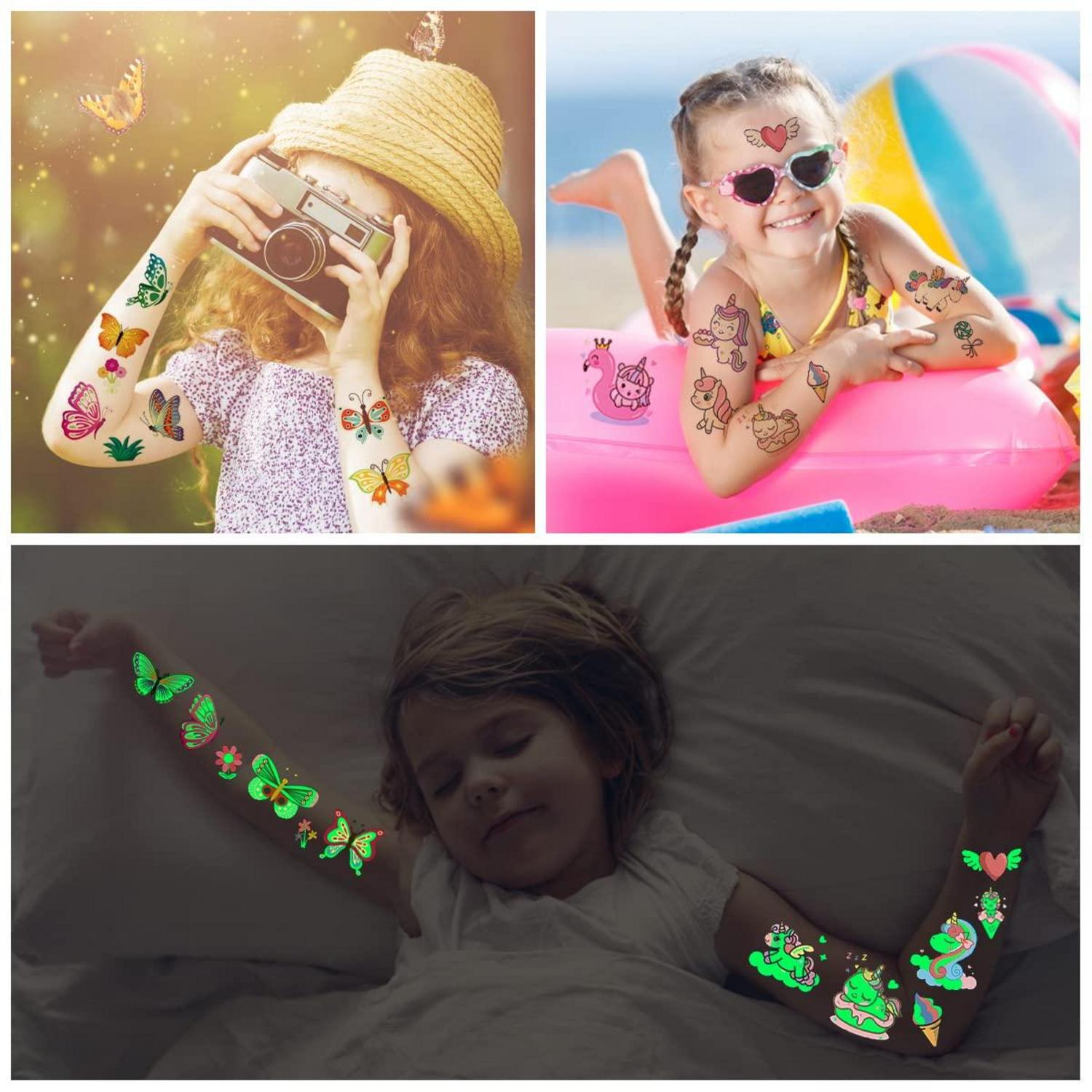 Kinder Glitzer Tattoo Set Einhorn Meerjungfrau Schmetterling 200+ Designs