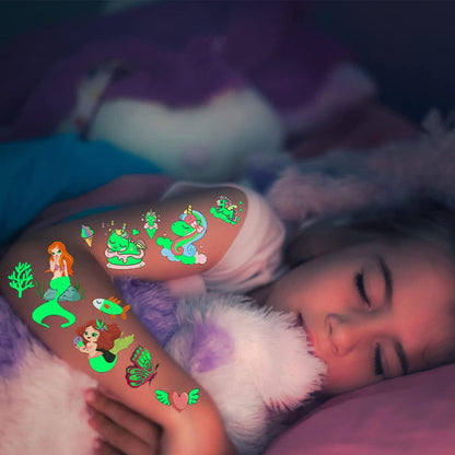 Kinder Glitzer Tattoo Set mit 200+ Einhorn Schmetterling Meerjungfrau