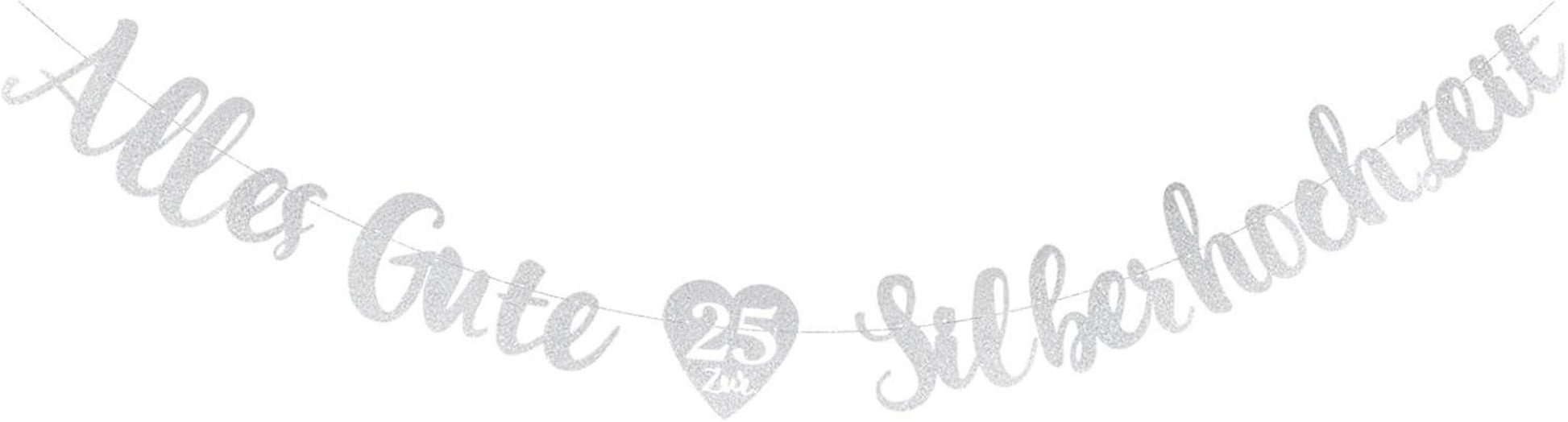 Silberhochzeit Glitzer Banner Alles Gute Deko 25. Party