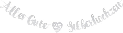Silberhochzeit Glitzer Banner Alles Gute Deko 25. Party