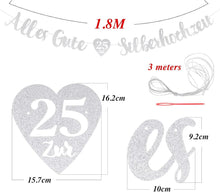 Silberhochzeit Banner Deko Glitzer 25. Jubiläum Hochzeitstag