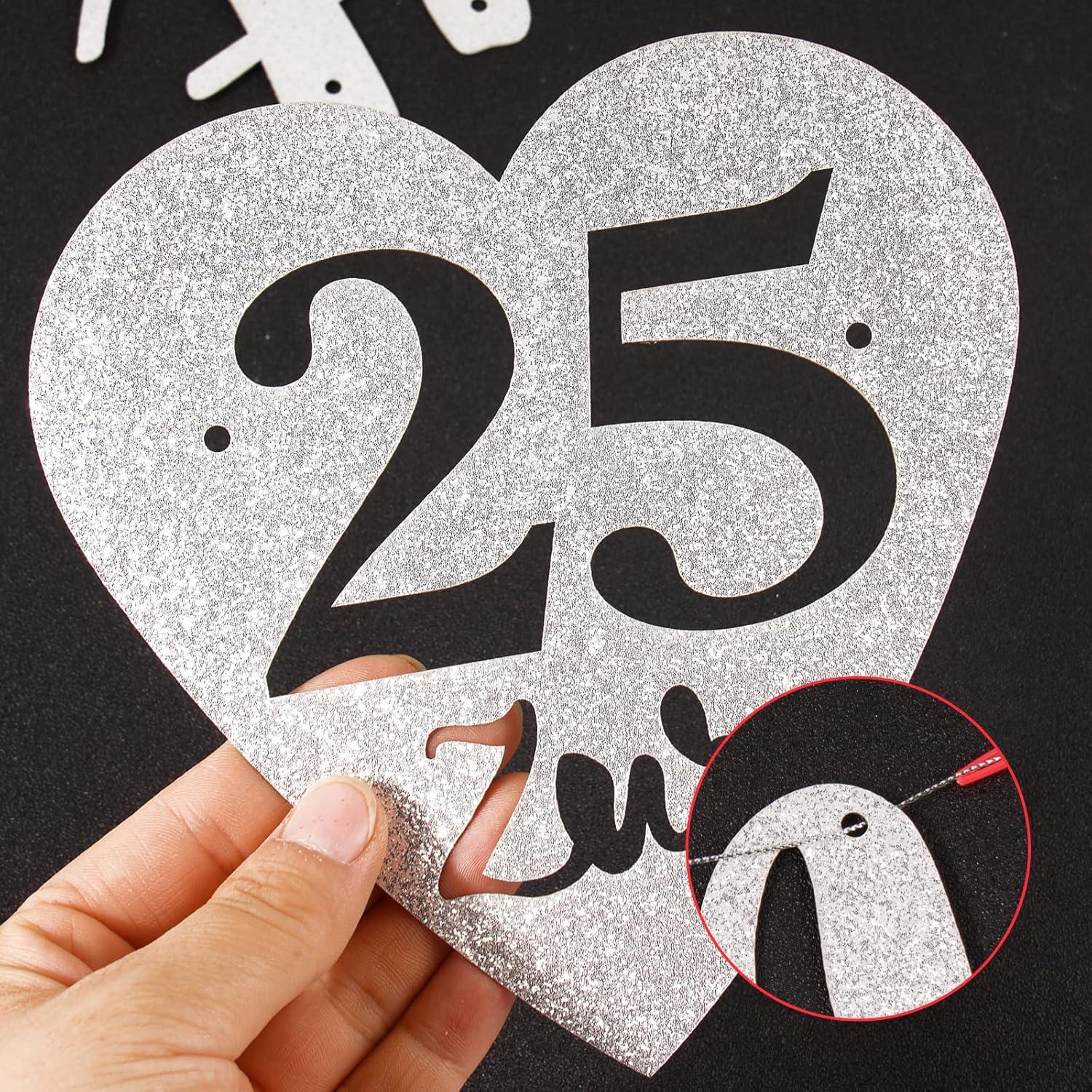 Silberhochzeit Glitzer Banner Alles Gute Deko 25. Party