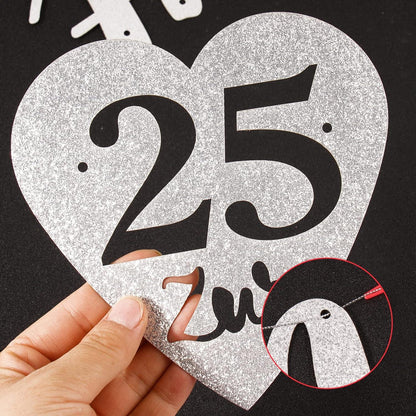 Silberhochzeit Glitzer Banner Alles Gute Deko 25. Party