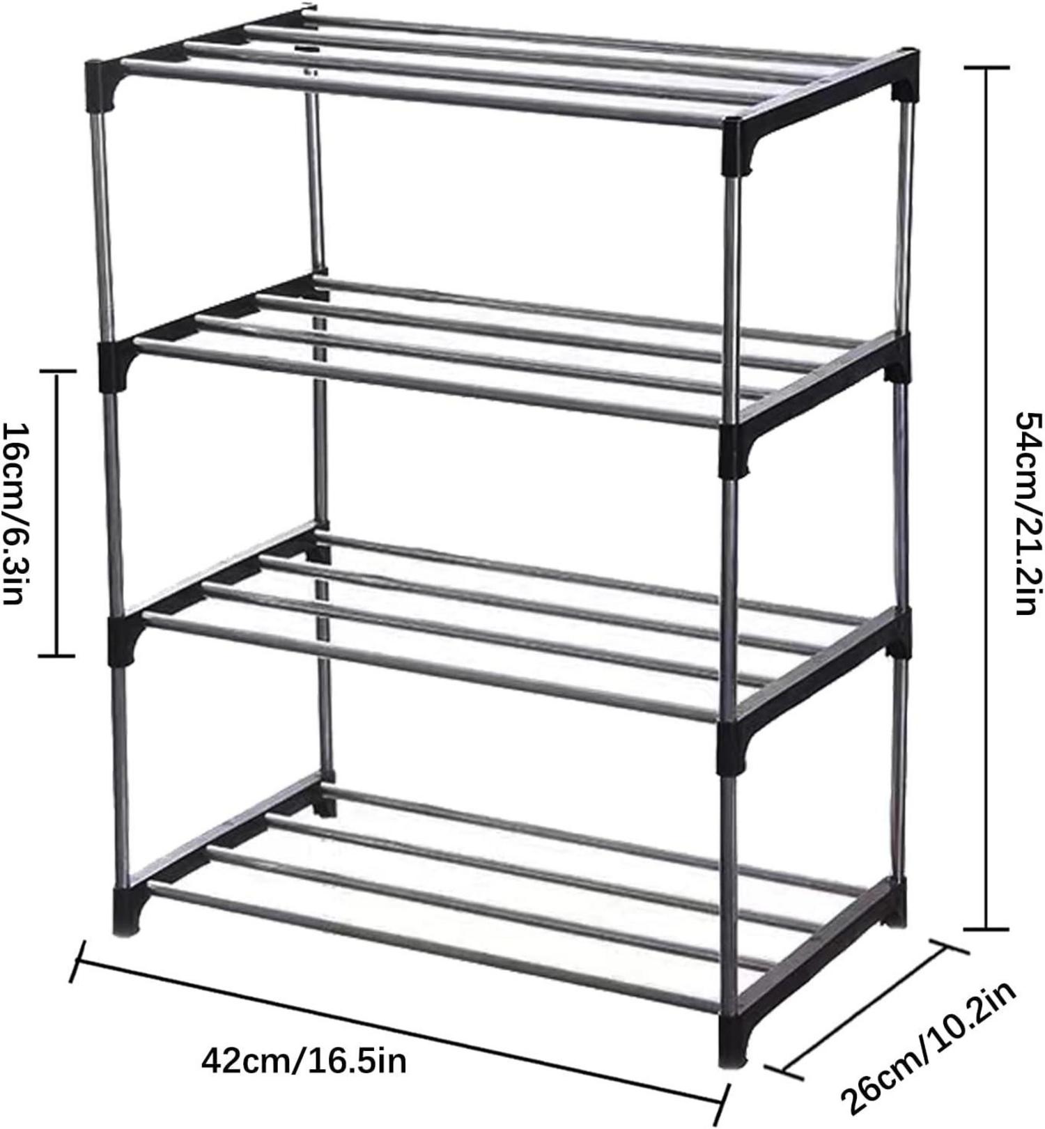 Schuhregal 4 Ebenen stapelbar Organizer Fußraum Black