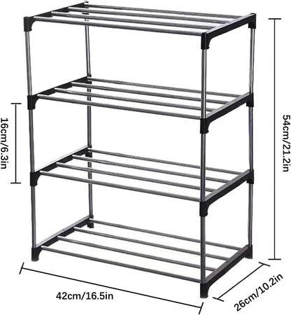 Schuhregal 4 Ebenen stapelbar Organizer Fußraum Black