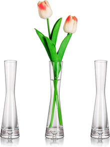 Moderne Glasvase 3er Set Handmade 20cm Hoch für Blumenarrangement