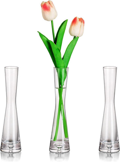 Moderne Glasvase 3er Set Handmade 20cm Hoch für Blumenarrangement