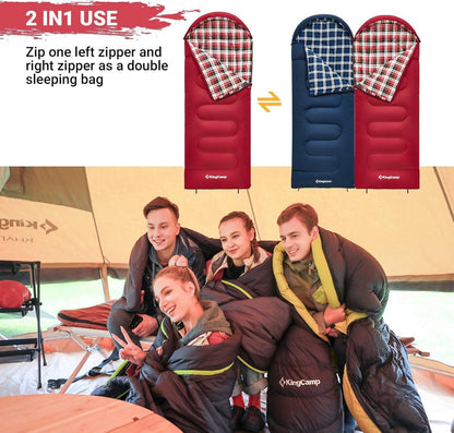 Kinderschlafsack KingCamp Winter Warm 3-4 Jahreszeiten 170x70cm - Rot