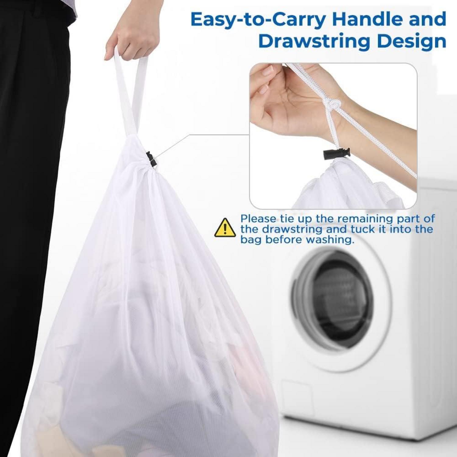XXL Wäschesack für Waschmaschine, 2er Set 60x90cm Wäschenetz, Kordelstopper