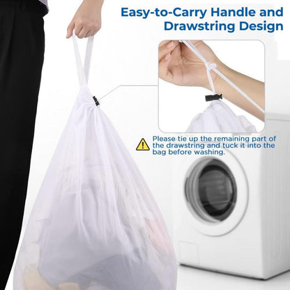 XXL Wäschesack für Waschmaschine, 2er Set 60x90cm Wäschenetz, Kordelstopper