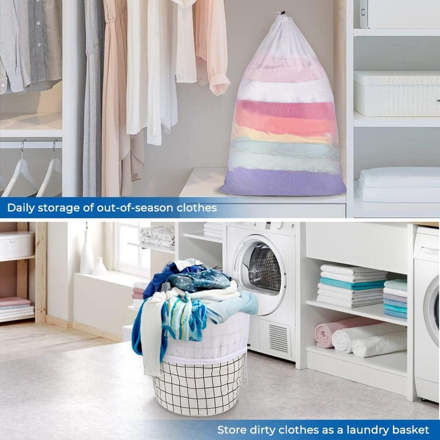 XXL Wäschenetz mit Kordelstopper, 60x90cm Wäschesack für Waschmaschine