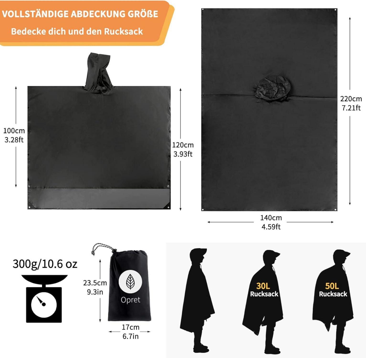 Wasserdichter Regenponcho 3-in-1 Multifunktional für