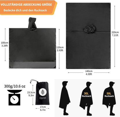 Wasserdichter Regenponcho 3-in-1 Multifunktional für