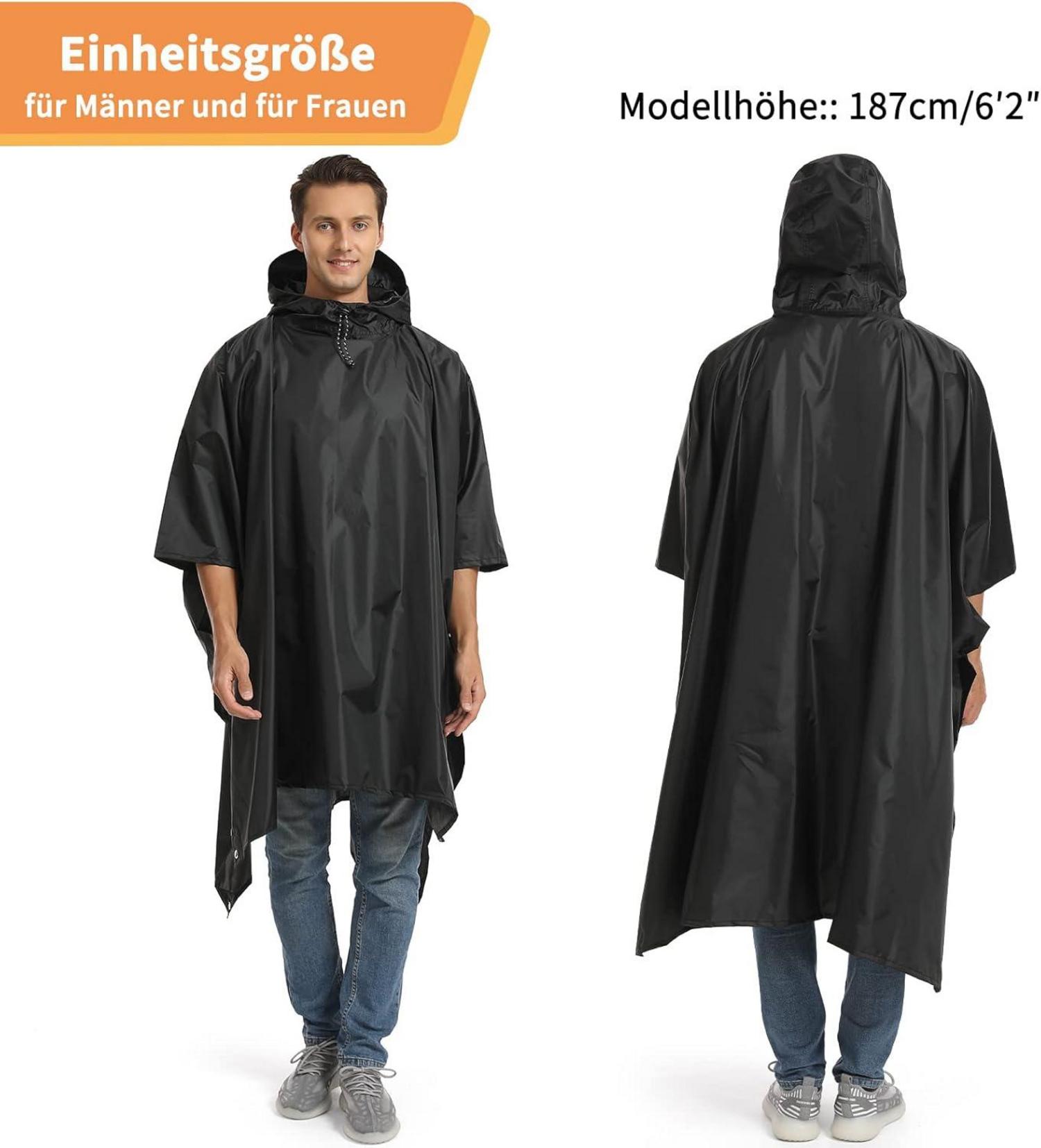 Wasserdichter Regenponcho Damen Herren 3-in-1 Multifunktional Navyblau