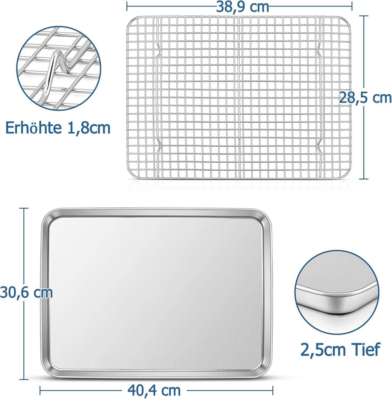 TEAMFAR Backblech mit Abkühlgitter Edelstahl Rechteckig