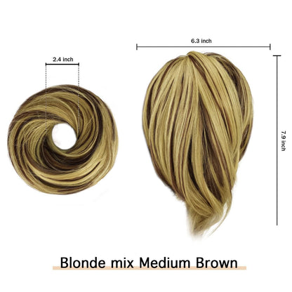 Haarteil Synthetisch Haarknoten-Pferdeschwanz Goldbraun 20cm