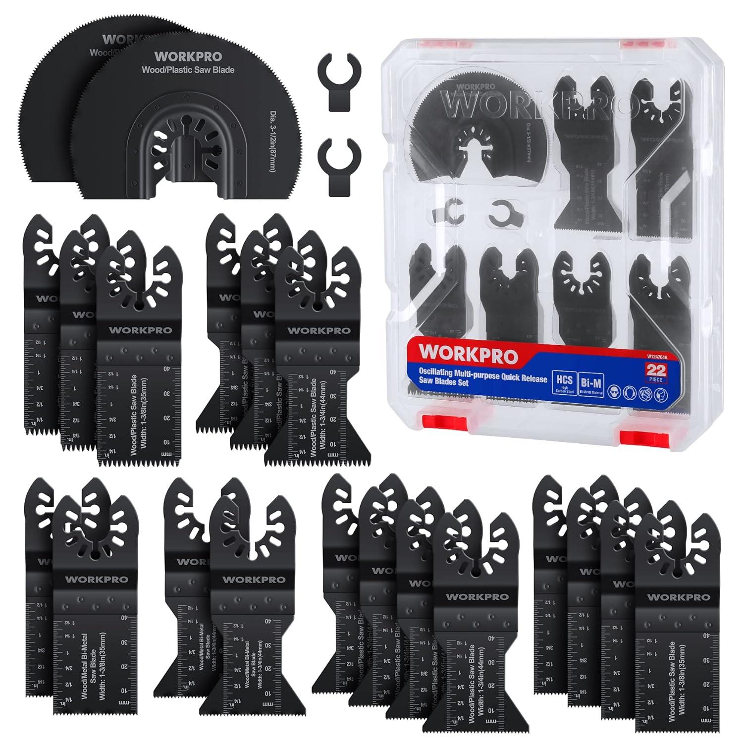 WORKPRO Oszillierendes Multitool Sägeblatt Set 22tlg. Kit Holz Metall