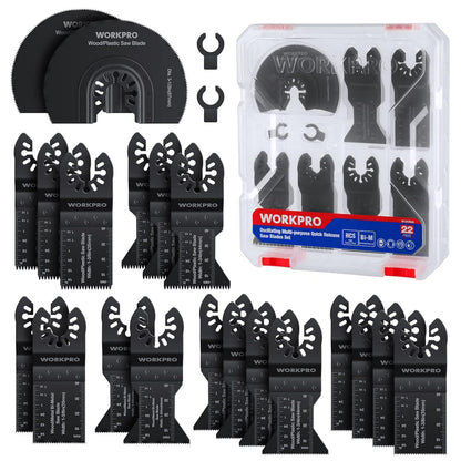 WORKPRO Oszillierendes Multitool Sägeblatt Set 22tlg. Kit Holz Metall