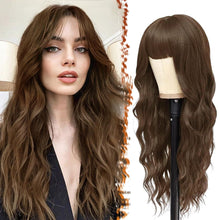 Perücke Braun 66cm Gewellt mit Pony Synthetisch Cosplay Halloween