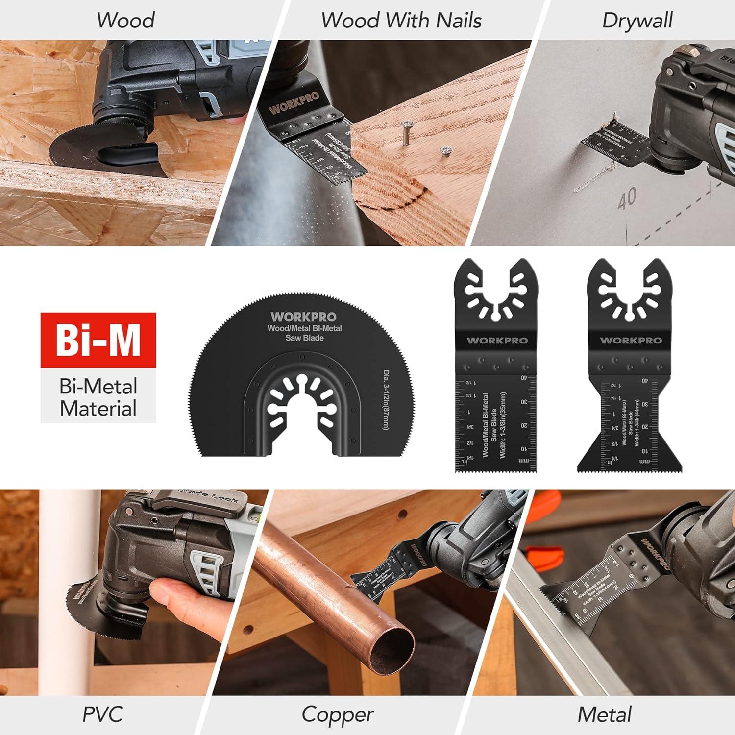 WORKPRO Oszillierende Sägeblätter Set 10tlg. Multitool Zubehör Kit