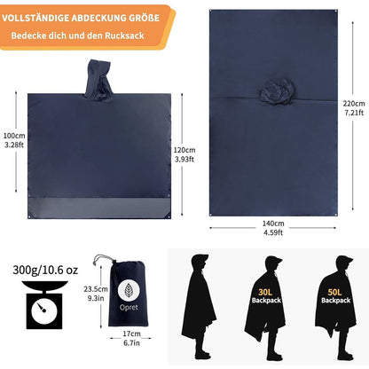 Regenponcho Wasserdicht Atmungsaktiv Navyblau Einheitsgröße