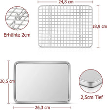 Backblech mit Abkühlgitter, Rechteckig