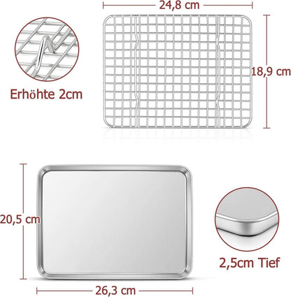 Backblech mit Abkühlgitter, Rechteckig