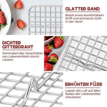 TEAMFAR Backblech mit Abkühlgitter aus Edelstahl, 26,3 x 20,5 x 2,5 cm