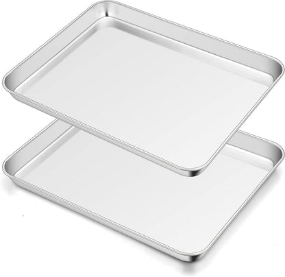 Backblech Edelstahl Rechteckig 40x30x2,5cm 2 Stück - Spülmaschinenfest