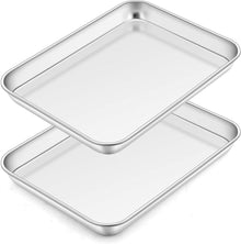 Edelstahl Backblech Set für Miniöfen Kuchen Pizza Backen（2er