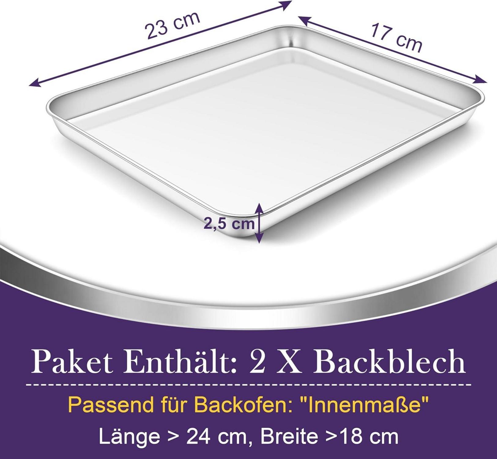 Homikit Edelstahl Backblech Set 23x17x2,5 cm - 2