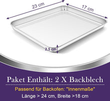 Homikit Edelstahl Backblech Set 23x17x2,5 cm - 2