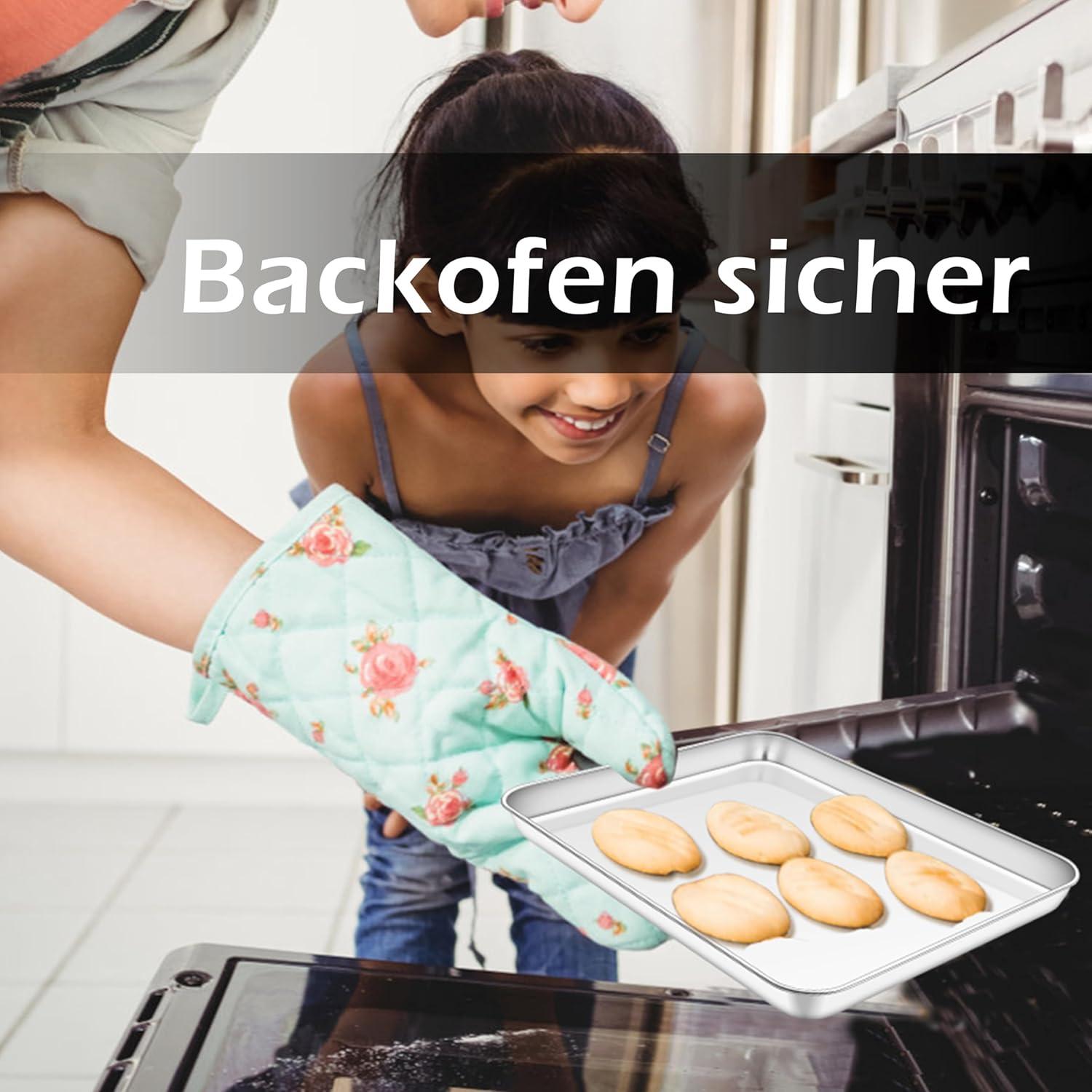 Homikit 2er Set Edelstahl Backblech 23x17x2,5 cm - Spülmaschinenfest & Gesund