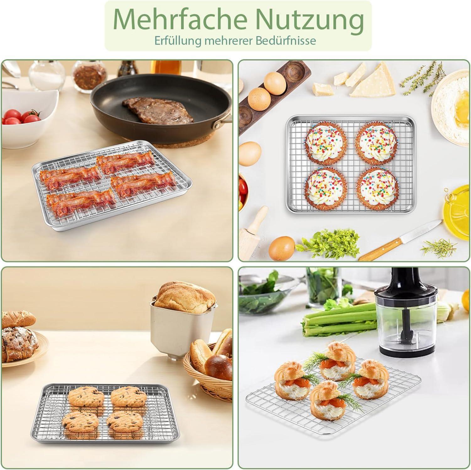 Edelstahl Backblech Set 2er Pack 23x17x2,5 cm Rechteckig