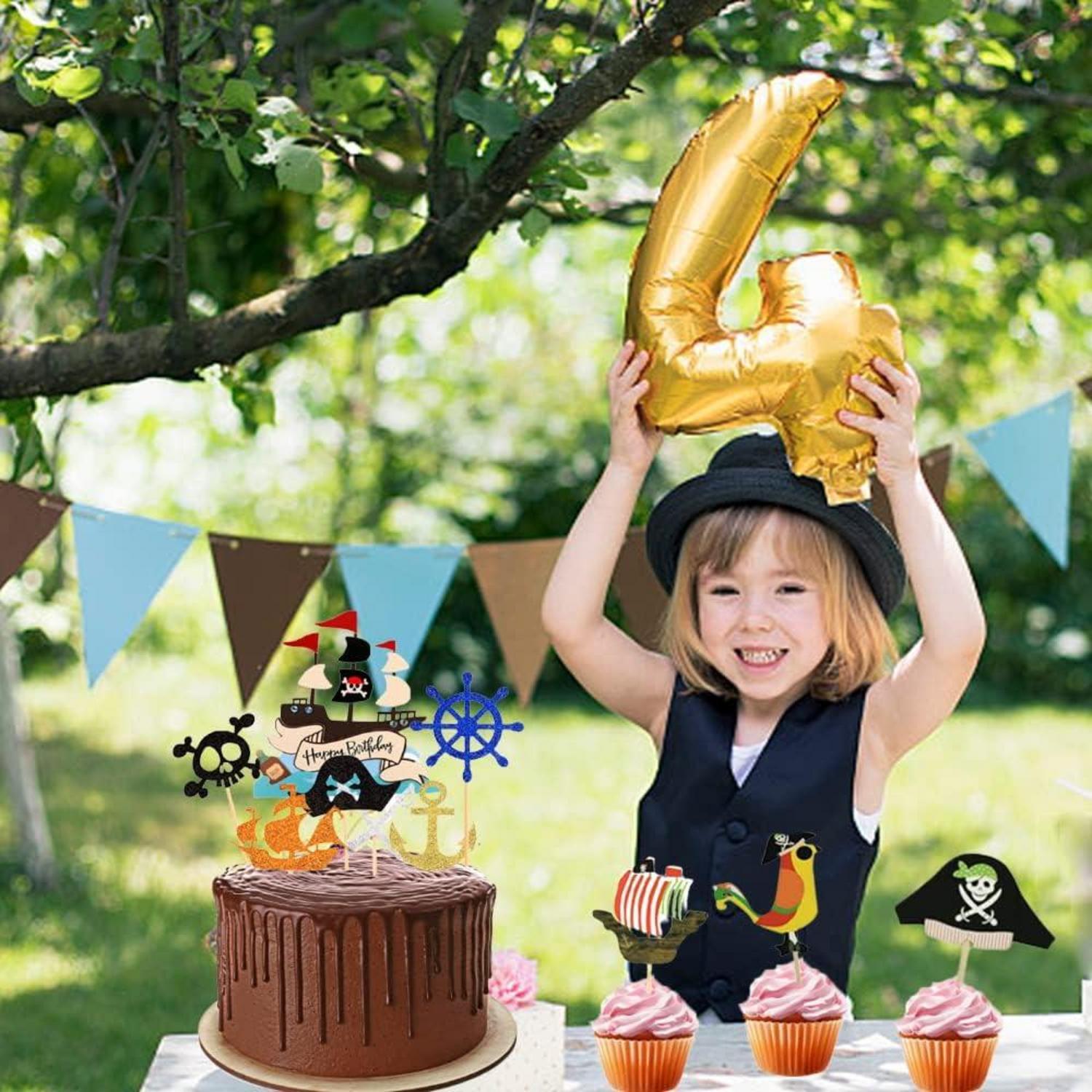 31-teiliges Piraten Tortendeko Set für Kindergeburtstag & Muffin