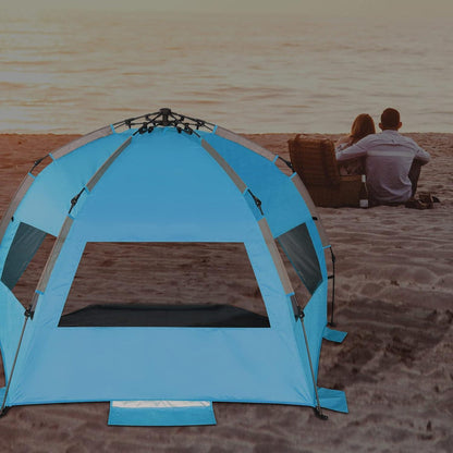 TAGVO Strandmuschel UV-Schutz Zelt Pop-Up 4 Personen Belüftung Sonnenschutz