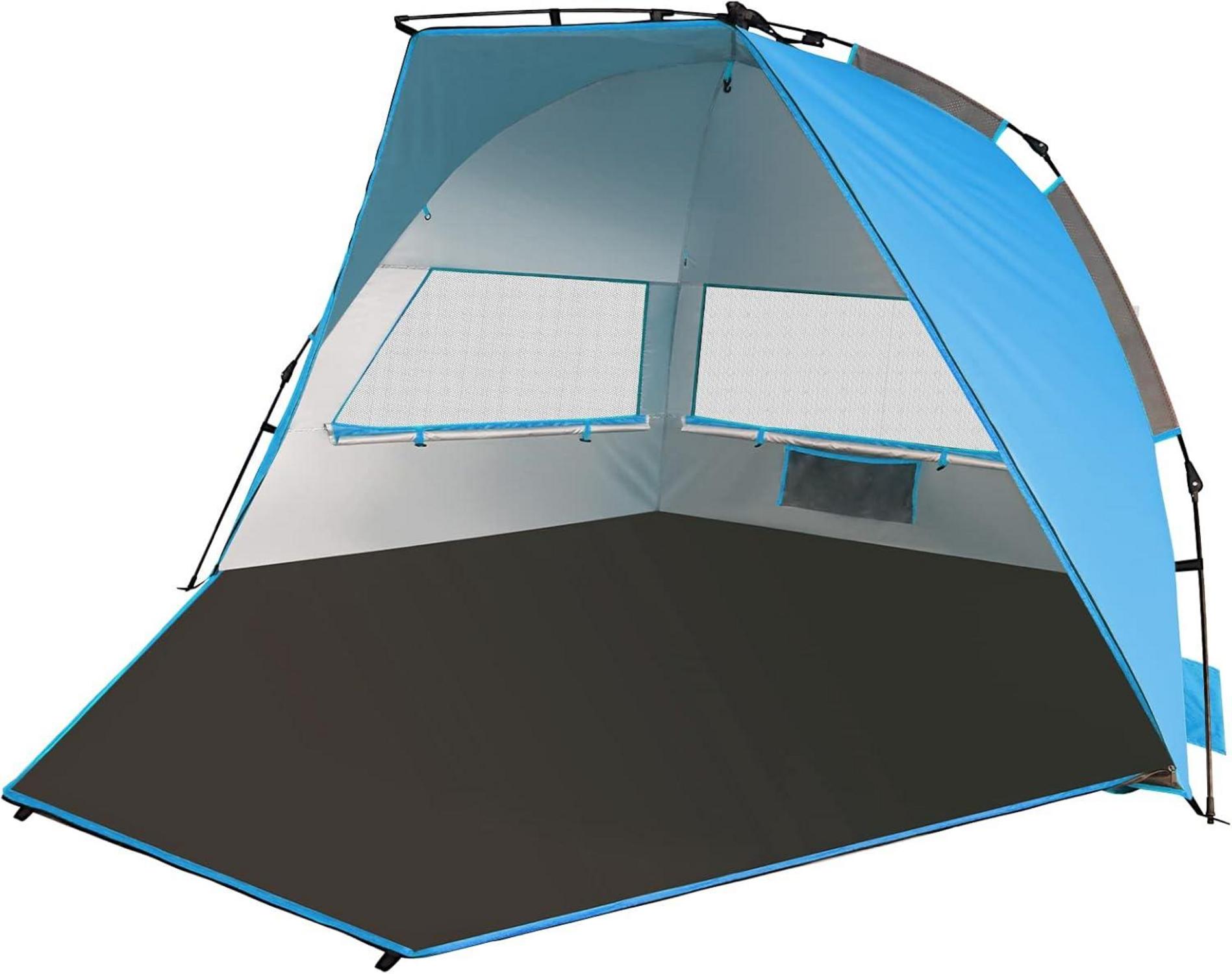 TAGVO Strandmuschel UV-Schutz Pop-Up Zelt 4 Personen Sonnenschutz, Belüftung, für Strand Camping