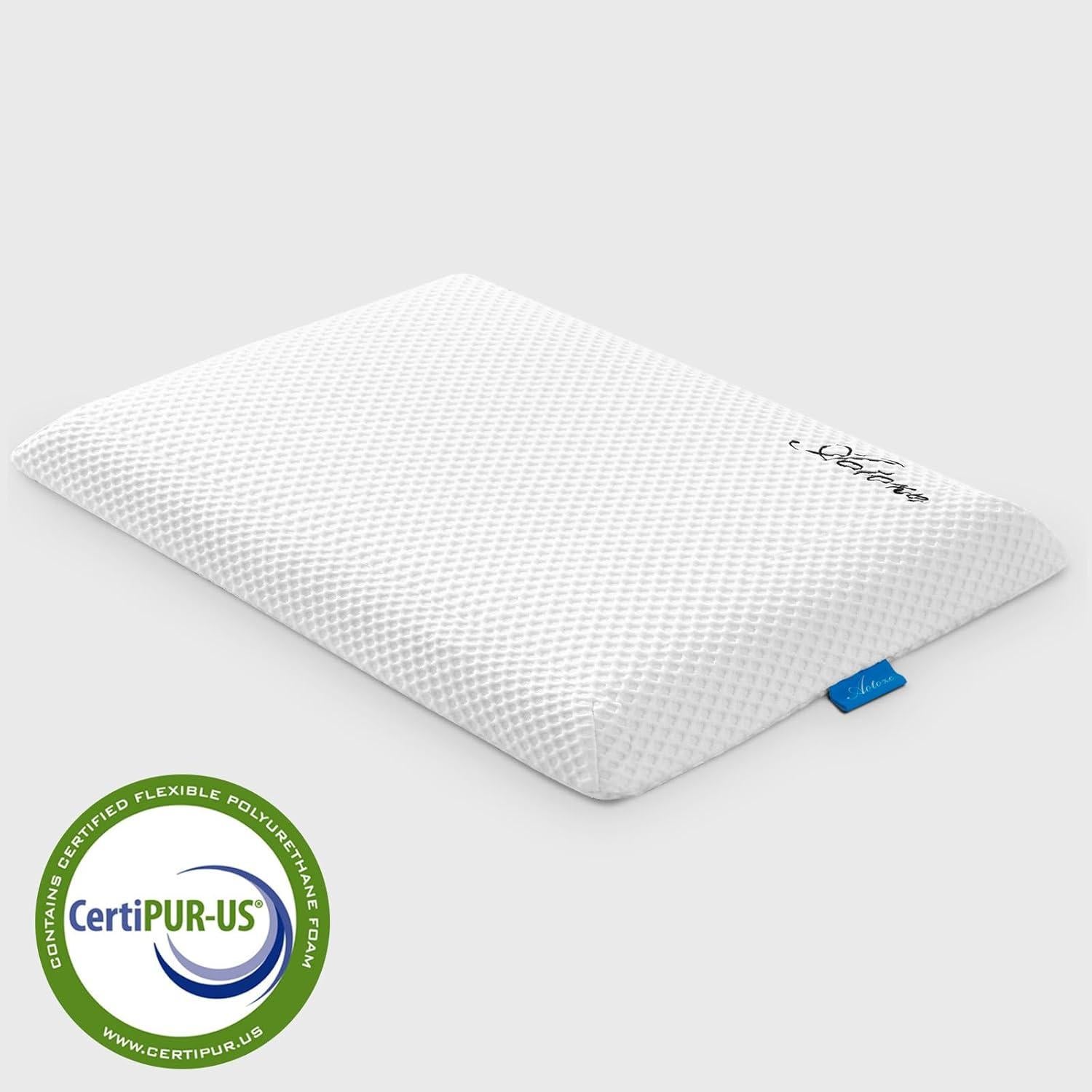 AOTOZE Slim Gel Memory Foam Pillow for Stomach & Back