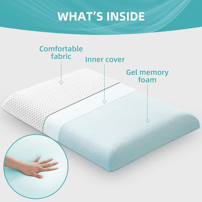 Gel Memory Foam Thin Pillow for Stomach Back Sleepers
