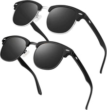 LINVO Polarisierte Retro Sonnenbrille Schwarz Grau für Herren Damen