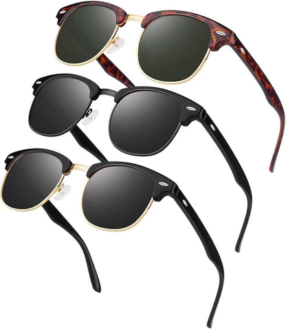 Polarisierte Retro Sonnenbrille 100% UV400 Halbrahmen für Reisen