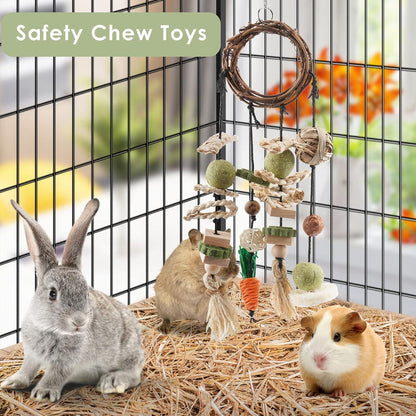 Kaninchen Spielzeug Set Natürliches Holz Hängendes Kauspielzeug
