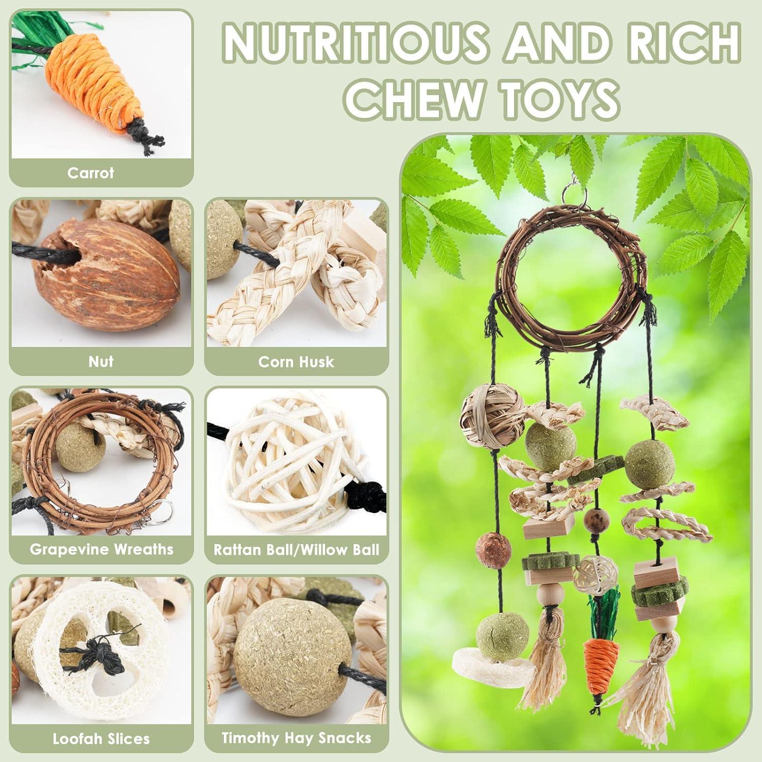 Kaninchen Spielzeug Set Holz hängendes Kauspielzeug, Hamster Meerschweinchen