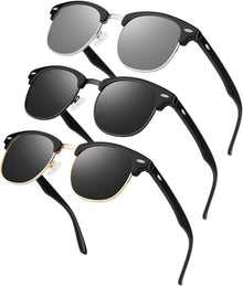 LINVO Polarisierte Retro Halbrahmen Sonnenbrille UV400