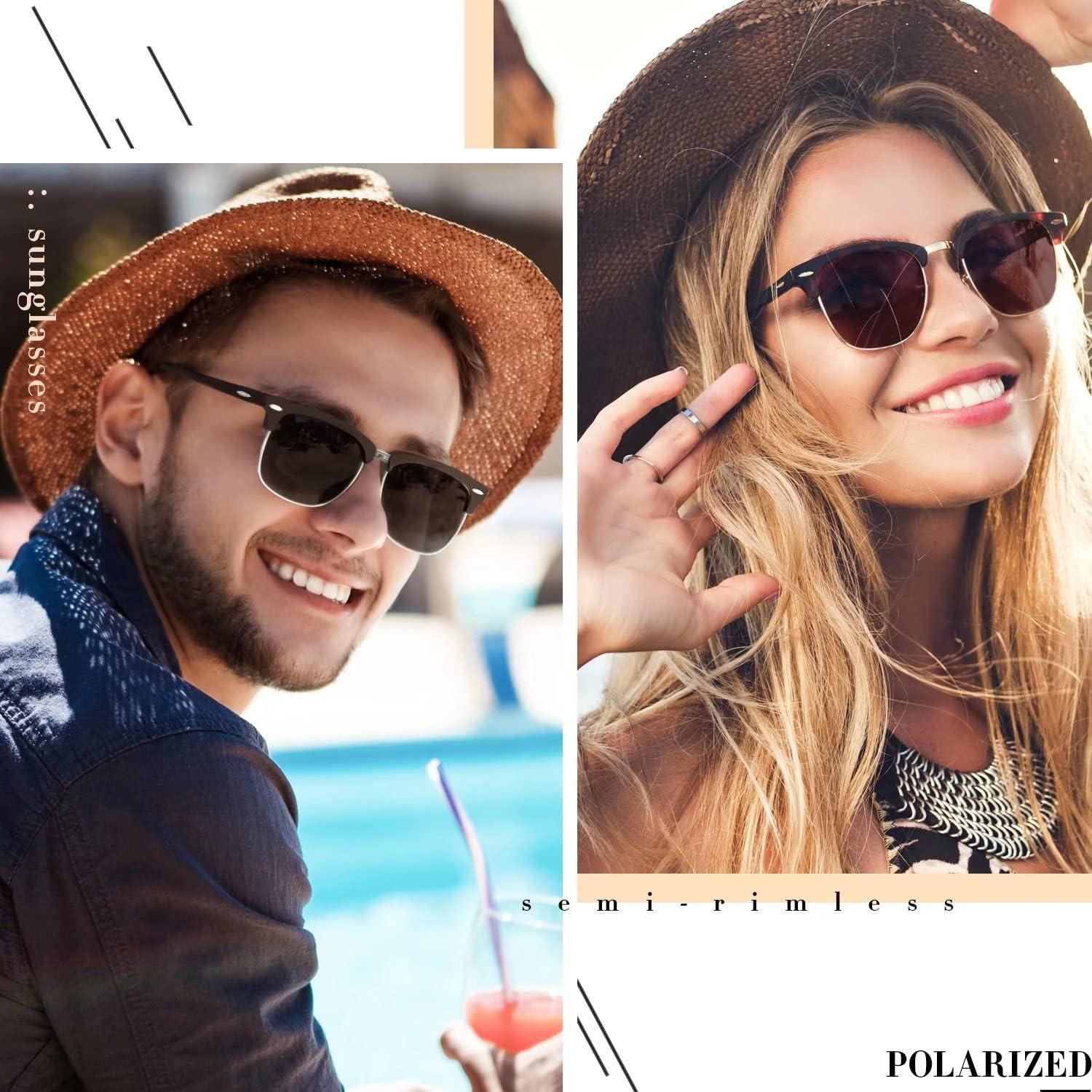 LINVO Polarisierte Sonnenbrille Halbrahmen Herren Damen